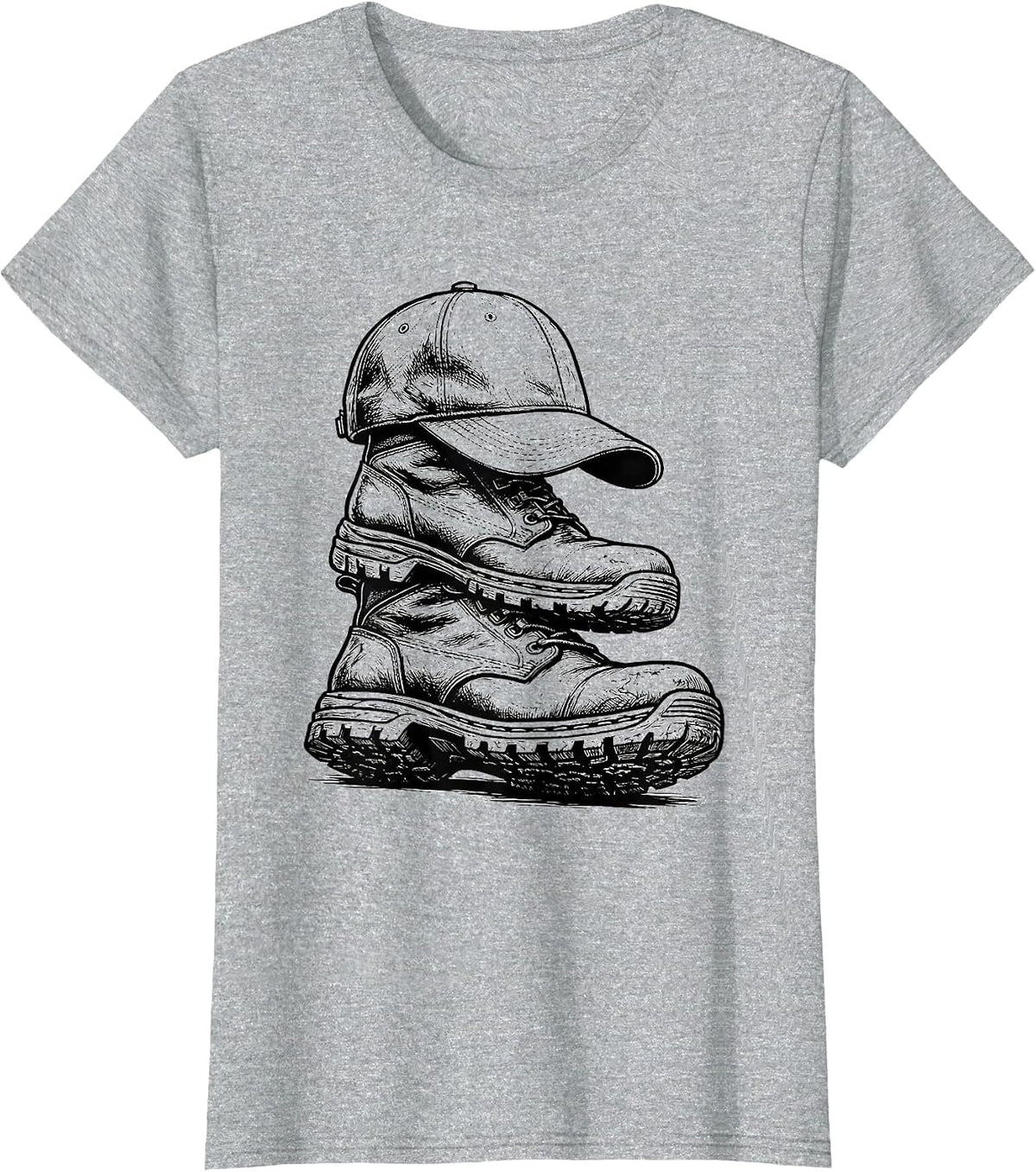 Women's Patrol Cap Duty Boots Police Identity T-Shirt - Heather Grey