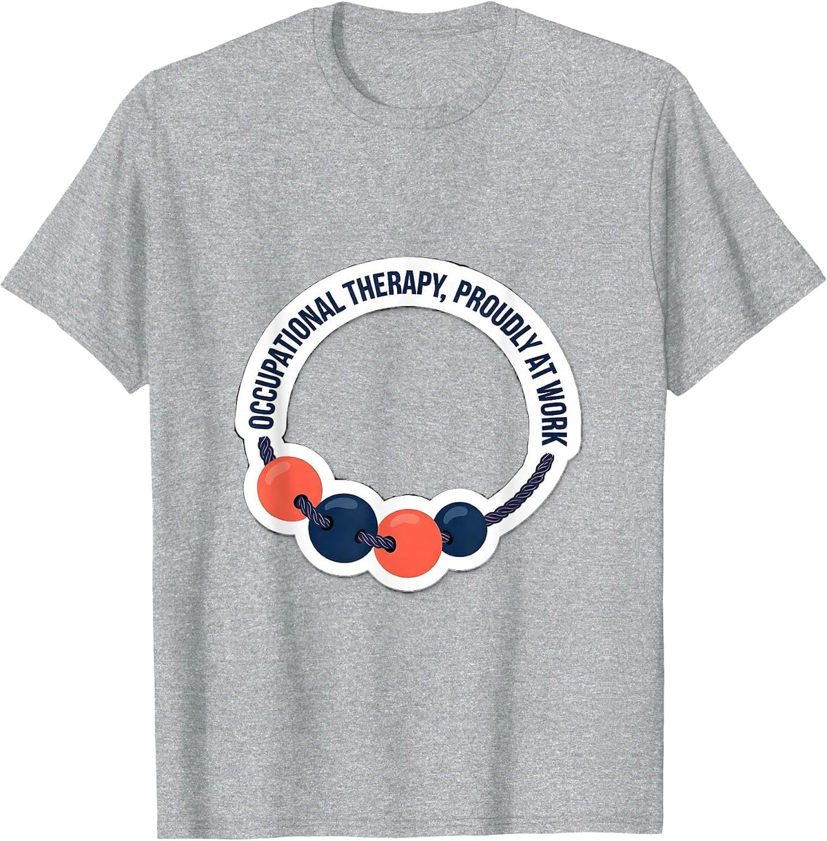 Men's Occupational Therapy Proudly At Work Sticker Style OT Month T-Shirt - Heather Grey