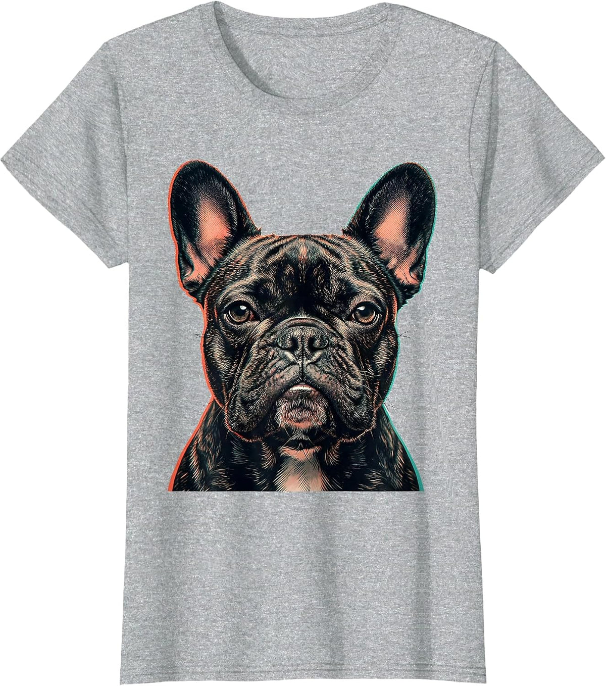 French Bulldog Head Stubborn Sideways Stare Pet Lover T-Shirt - Heather Grey