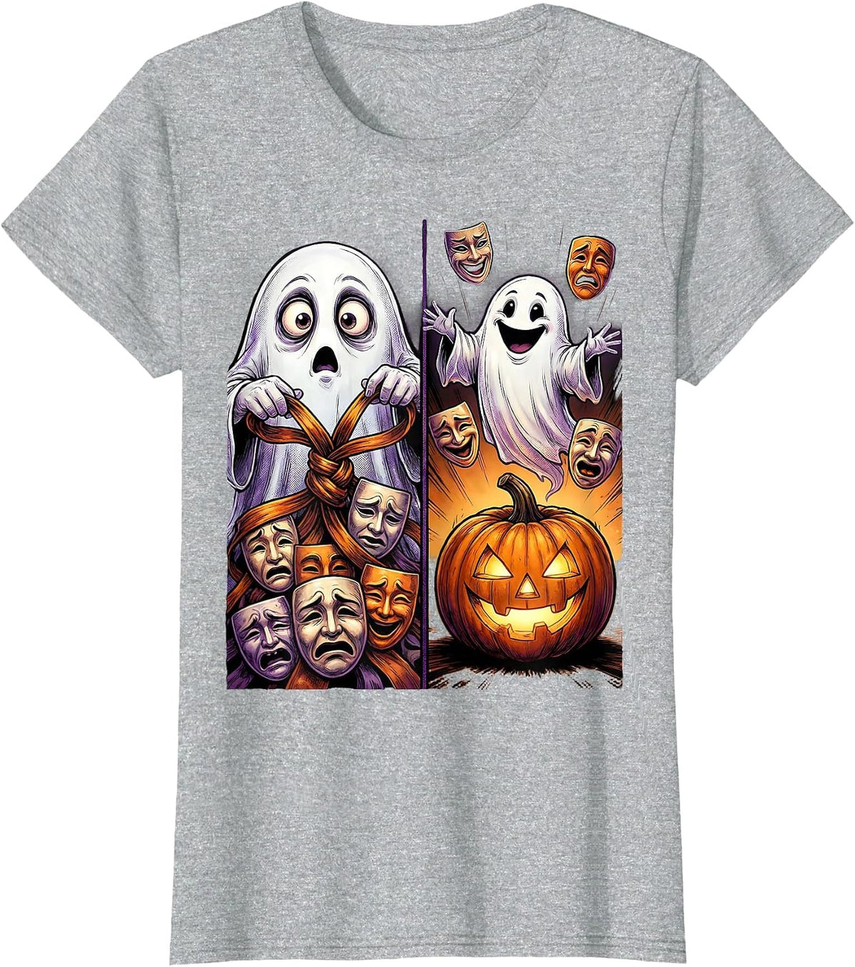 Friendly Ghost Feeling Masks Halloween School Counselor T-Shirt - Heather Grey