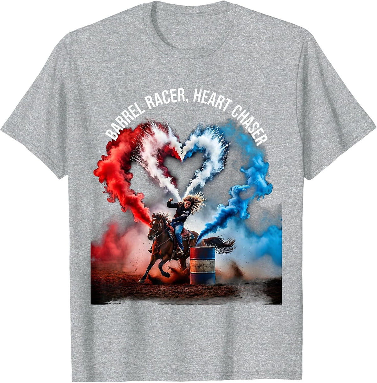 Men's Barrel Racer Heart Chaser Rodeo Design T-Shirt - Heather Grey