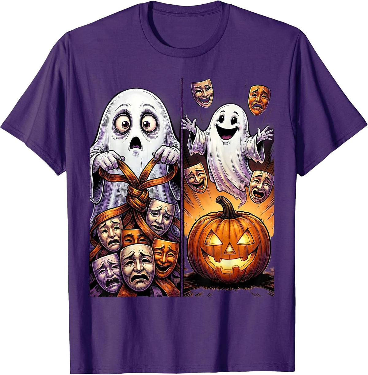 Friendly Ghost Feeling Masks Halloween School Counselor T-Shirt - Purple