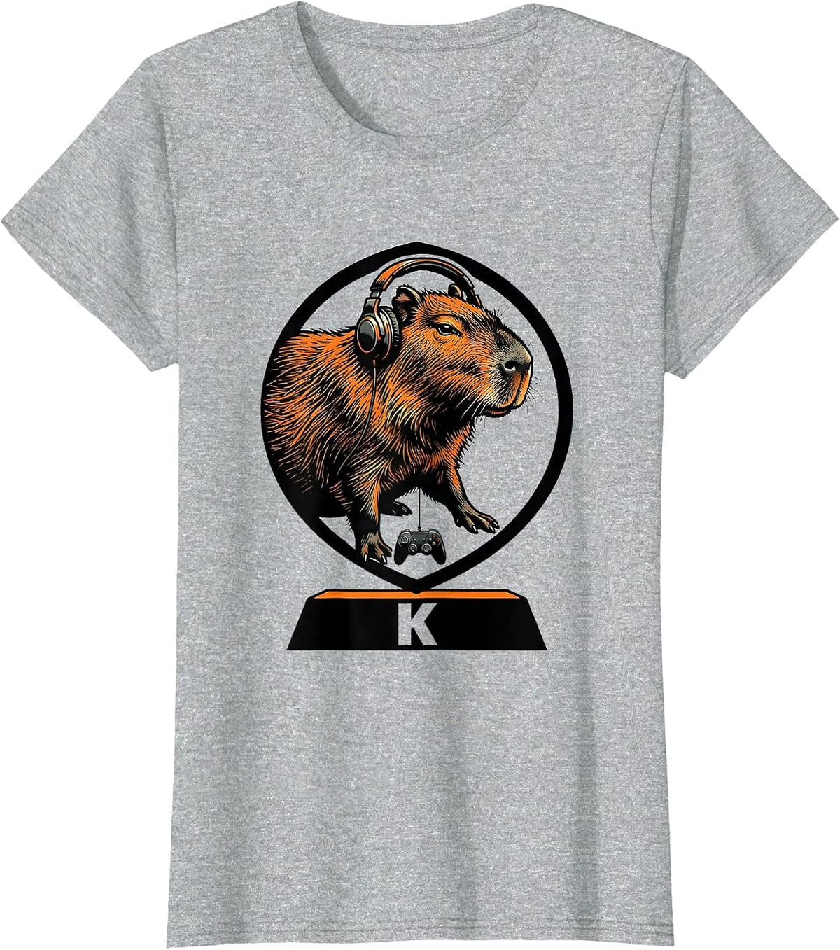 K Funny Capybara Gamer Meme Humor Video Games T-Shirt - Heather Grey