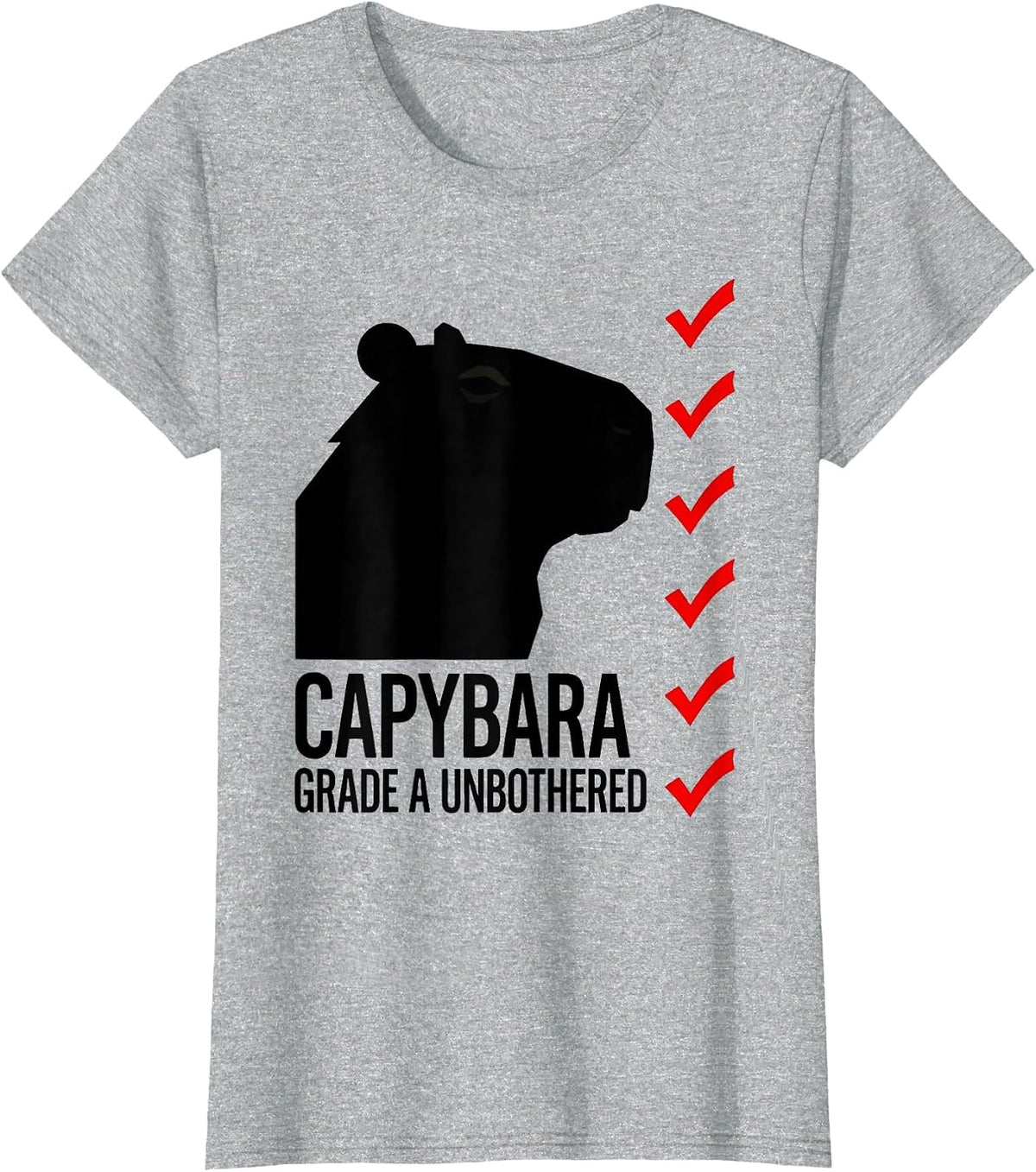 Capybara Grade A Unbothered Funny Animal Humor T-Shirt - Heather Grey
