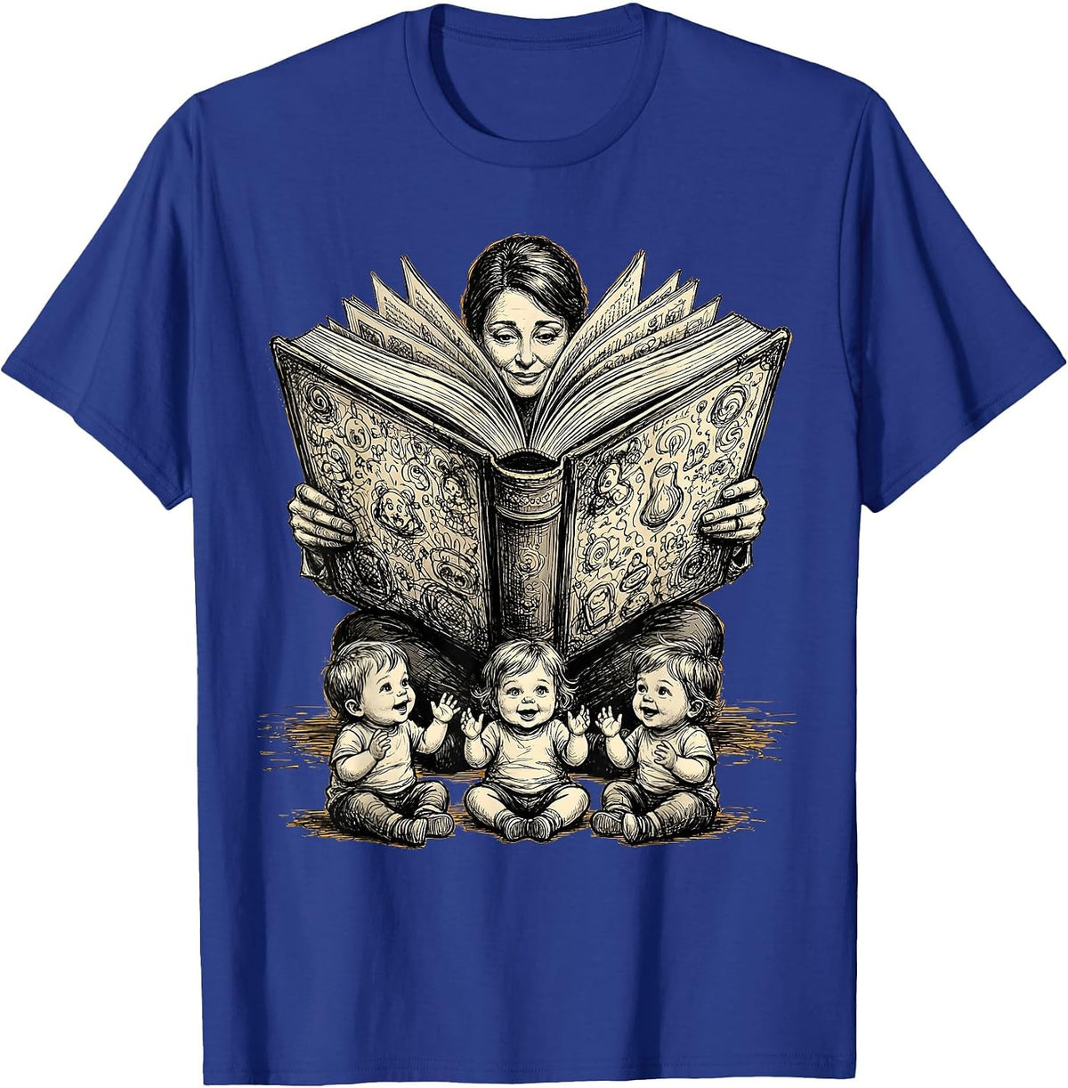 Men's Preschool Teacher Reading Giant Book To Toddlers T-Shirt - Royal Blue