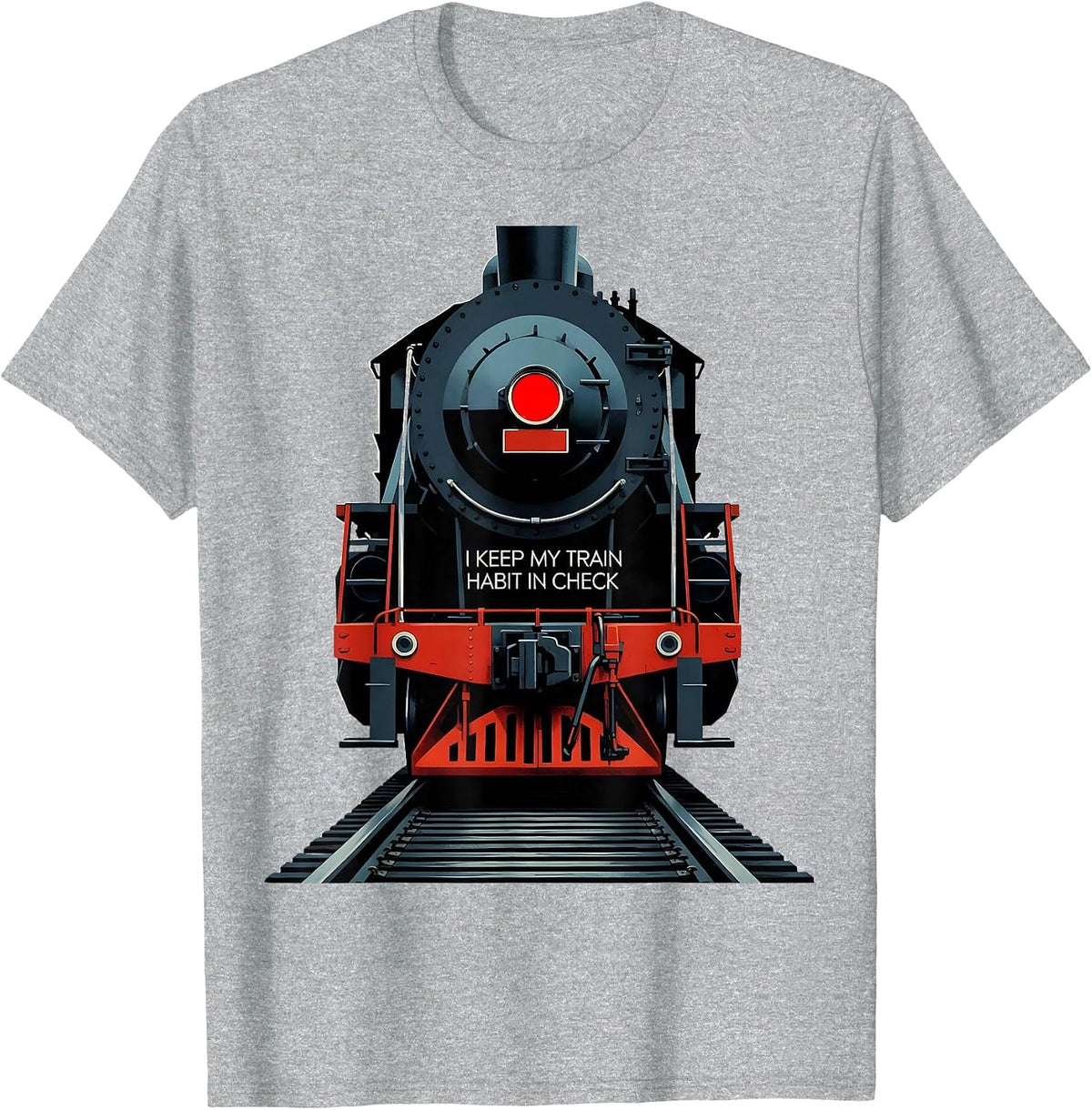Men's I Keep My Train Habit In Check Funny Train Enthusiast Model T-Shirt - Heather Grey
