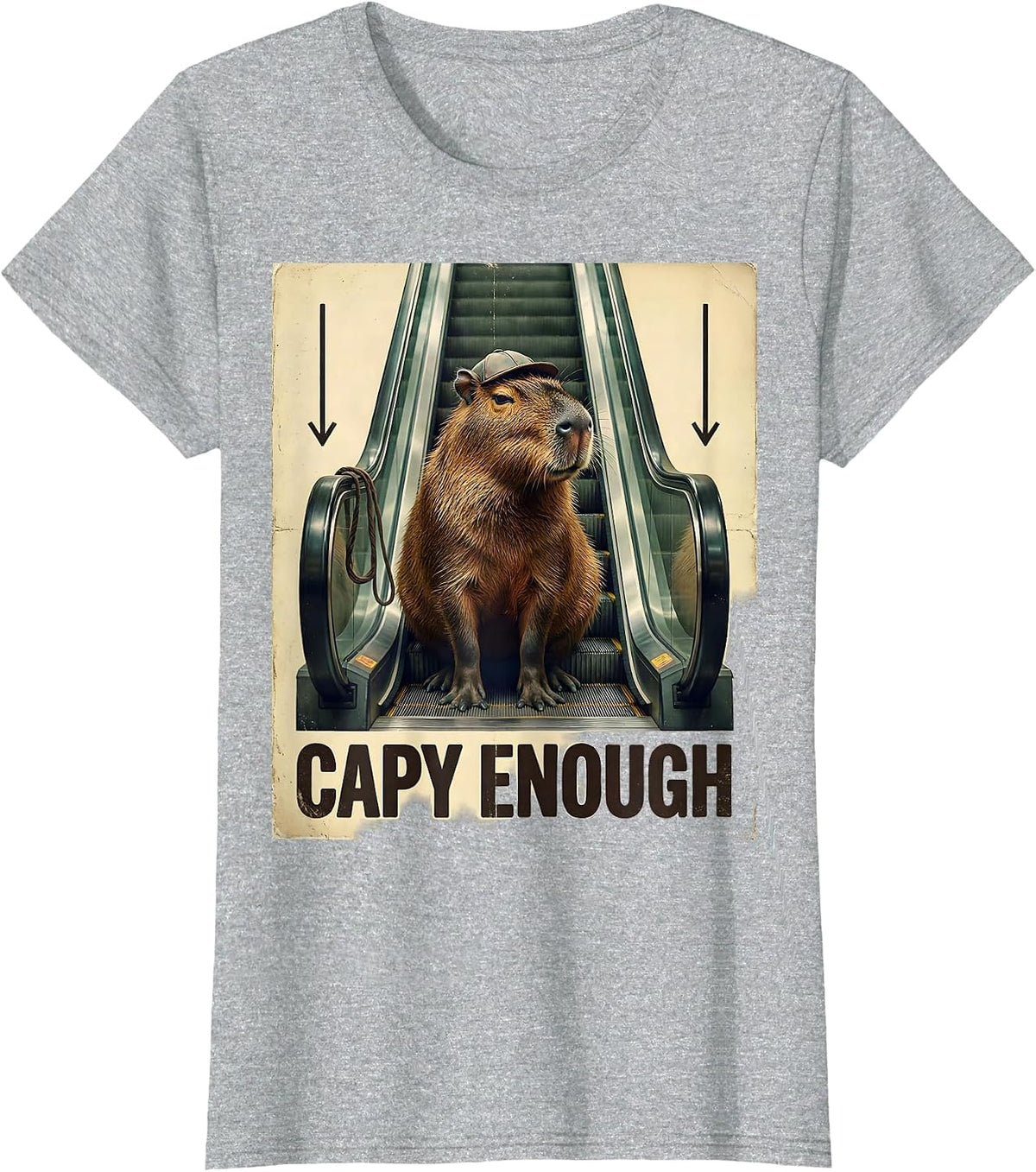 Capy Enough Vintage Funny Capybara Animal Meme Humor T-Shirt - Heather Grey