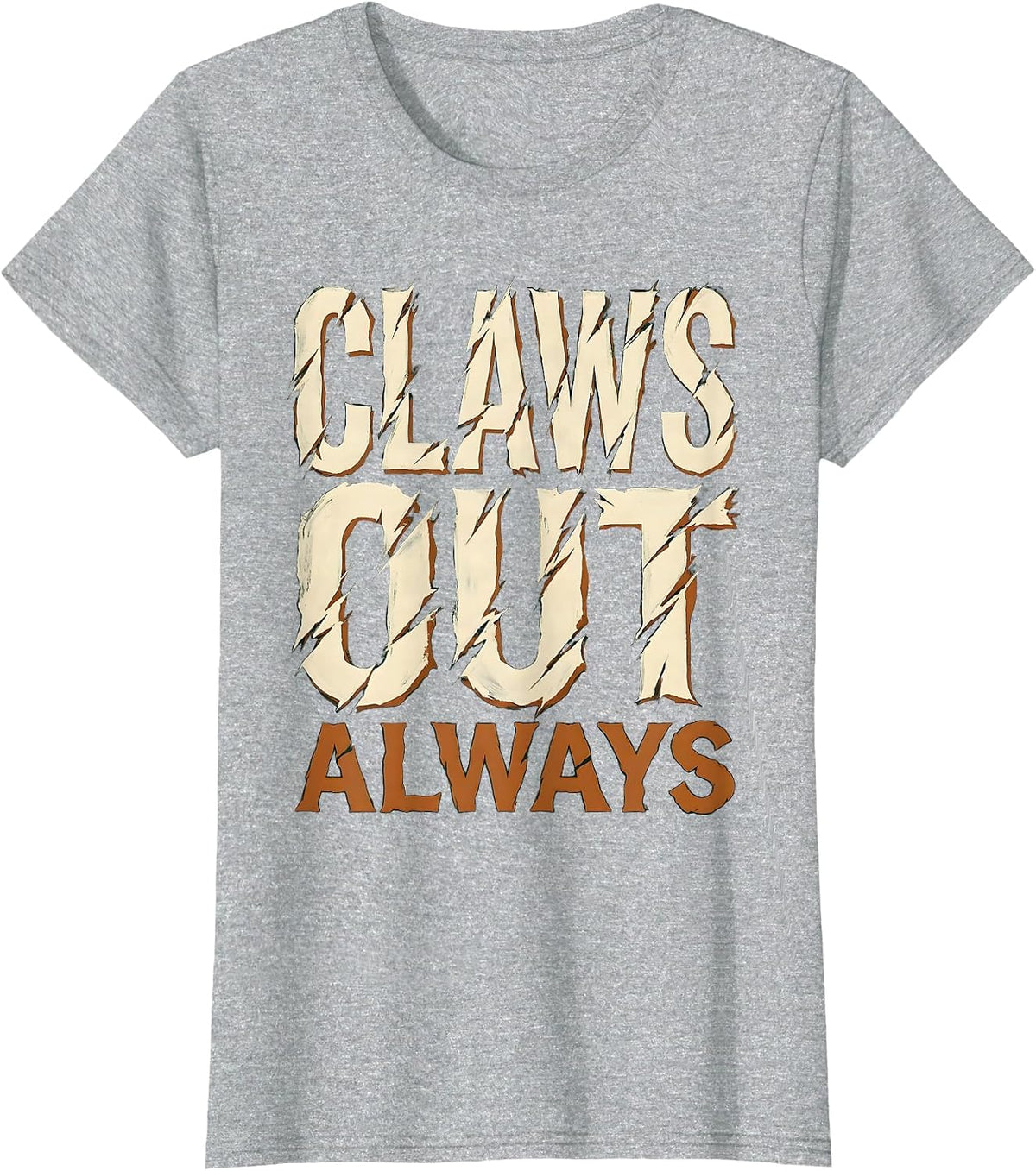 Claws Out Always Bold Dinosaur Design T-Shirt - Heather Grey
