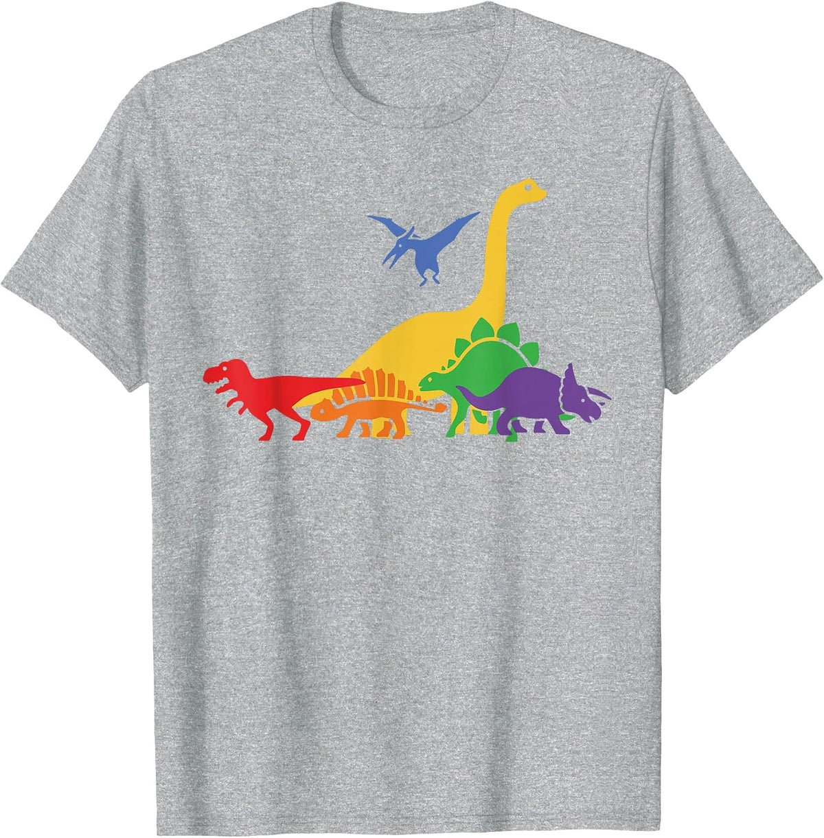 Dinosaur Pride Month Gay Rainbow LGBTQ T-Shirt - Heather Grey