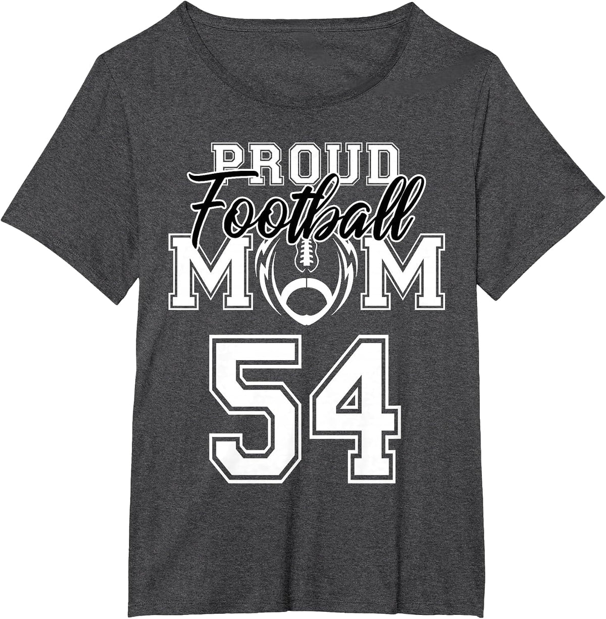 Custom Proud Football Mother Number 54 Personalized Women T-Shirt - Dark Heather Grey