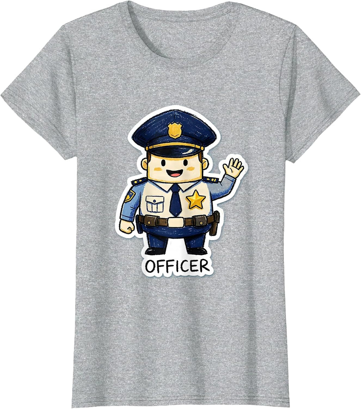 Women's OFFICER Naive Kidcore Halloween Police Costume T-Shirt - Heather Grey