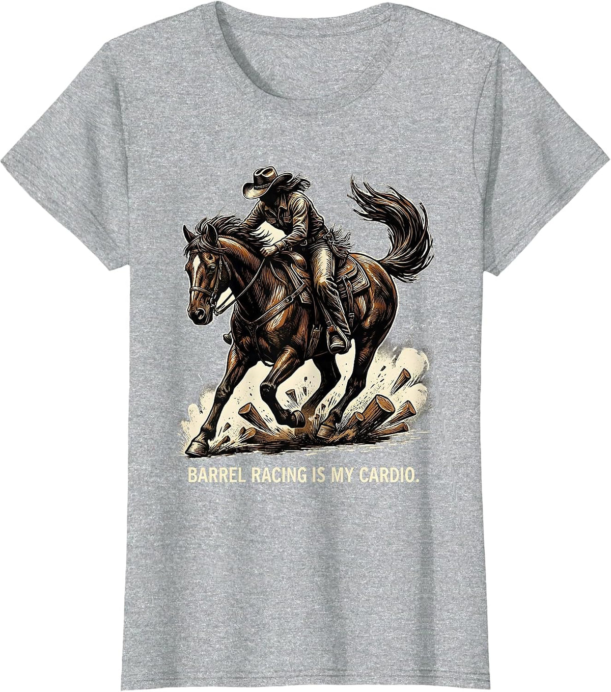 Barrel Racing Is My Cardio Rodeo Design T-Shirt - Heather Grey