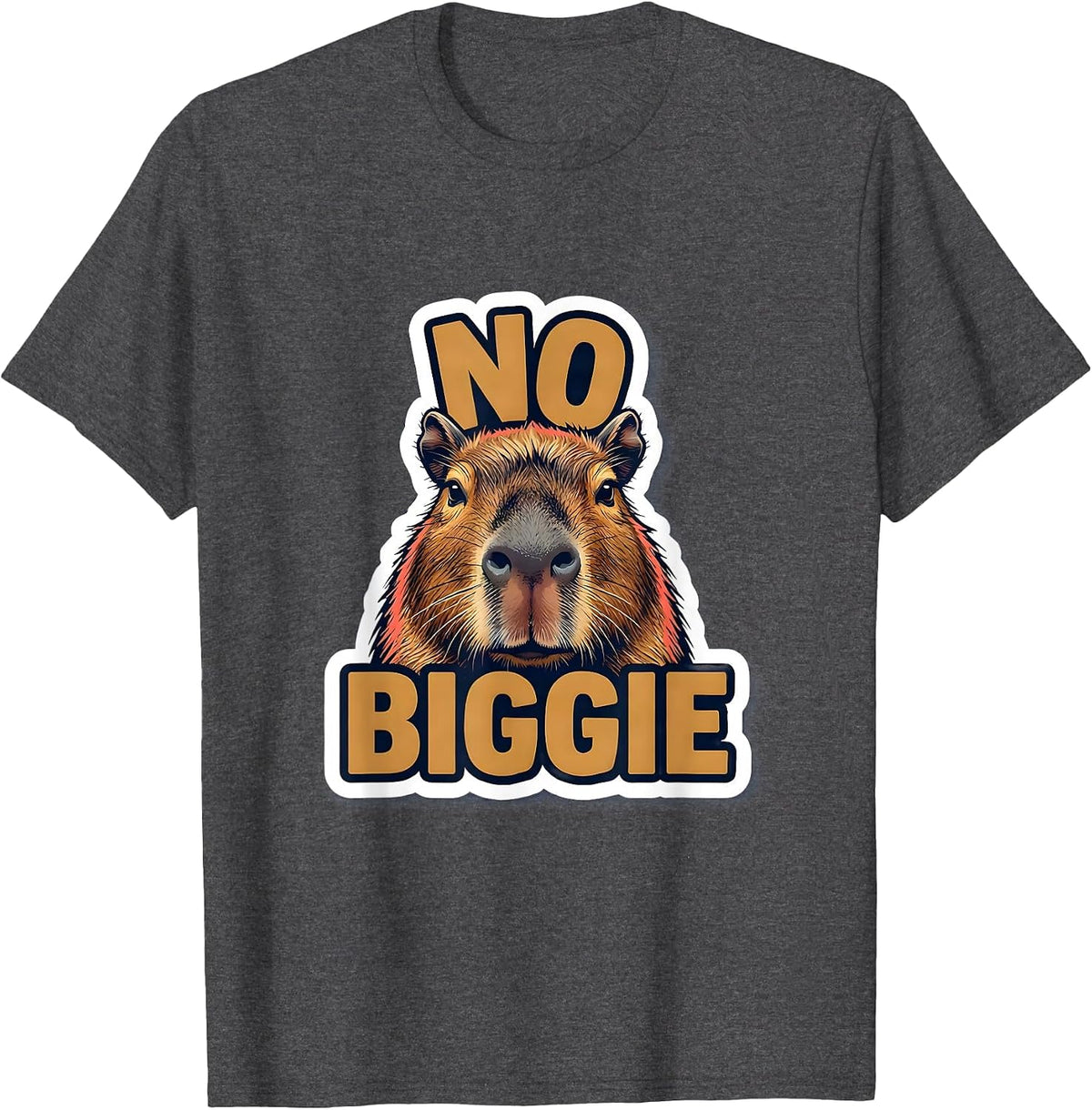Men's No Biggie Funny Capybara Animal Meme Humor T-Shirt - Dark Heather Grey