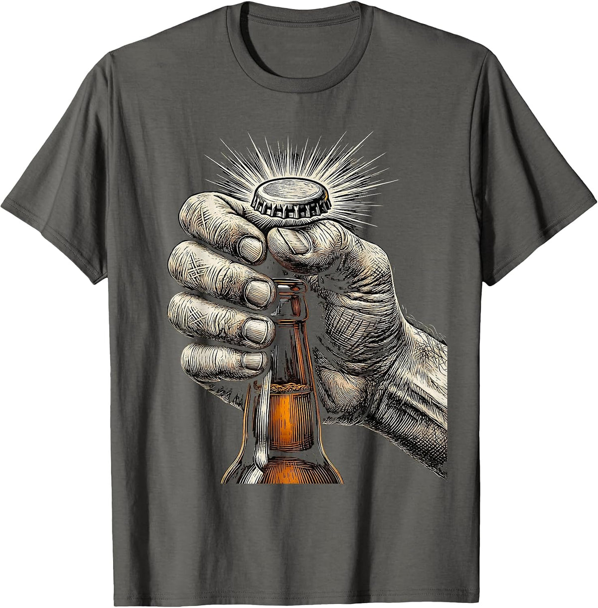 Men's Beer Bottle Cap Launch Graphic Tee T-Shirt - Asphalt Grey