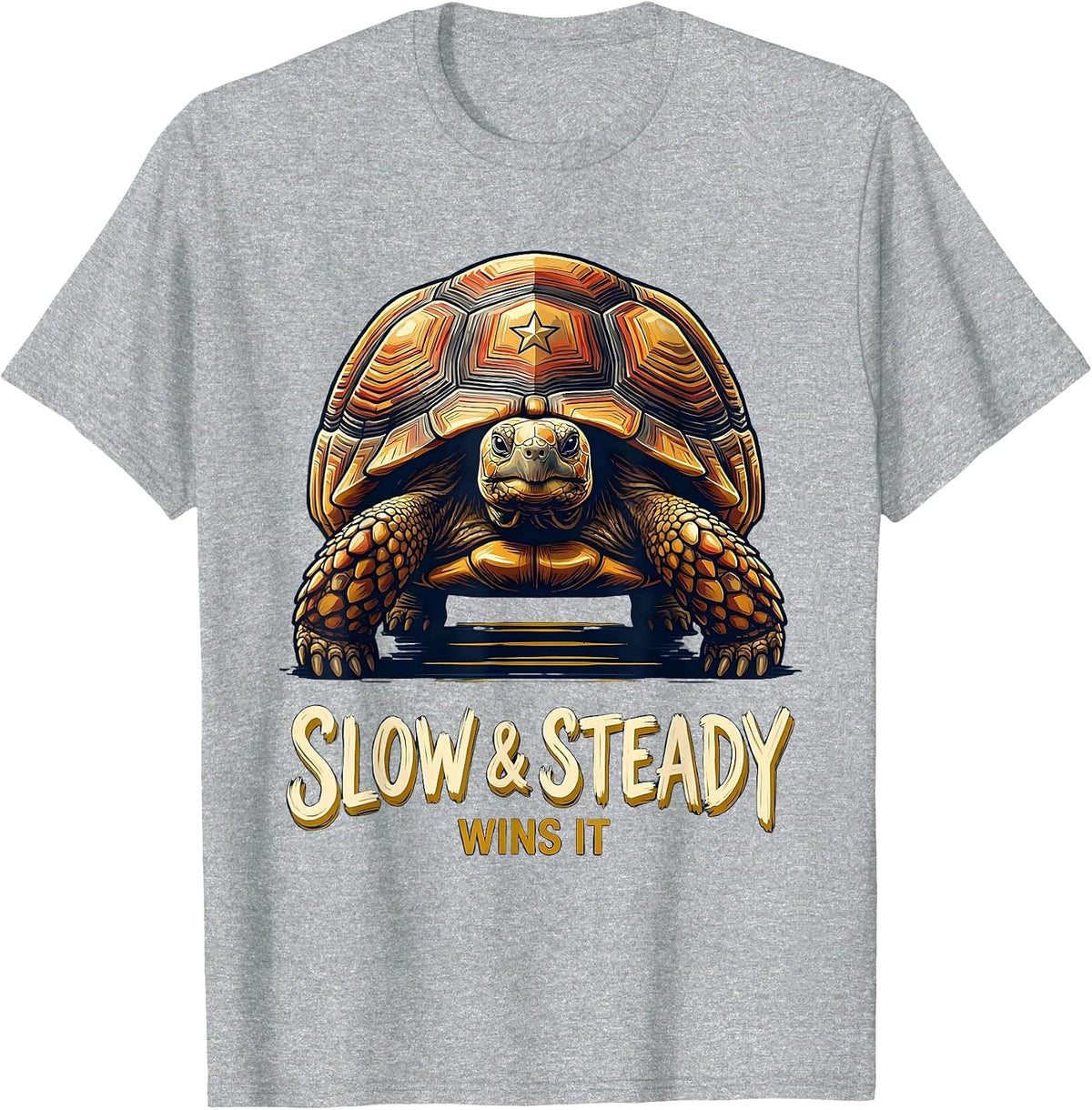 Men's Oversized Tortoise Funny Turtle Lover Novelty Humor T-Shirt - Heather Grey