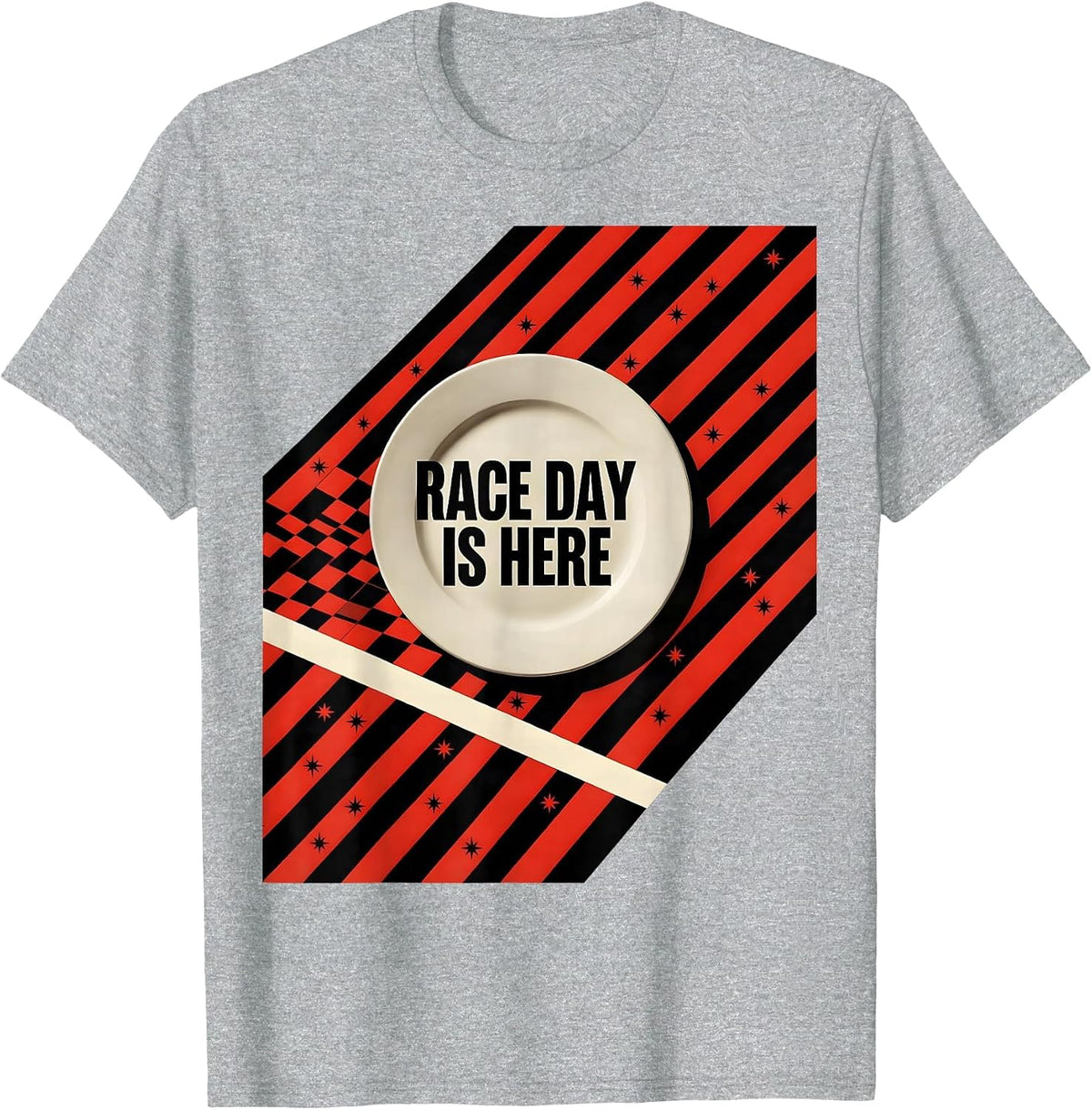 Men's Race Day Is Here Constructivist Poster Drag Racing Patriot T-Shirt - Heather Grey