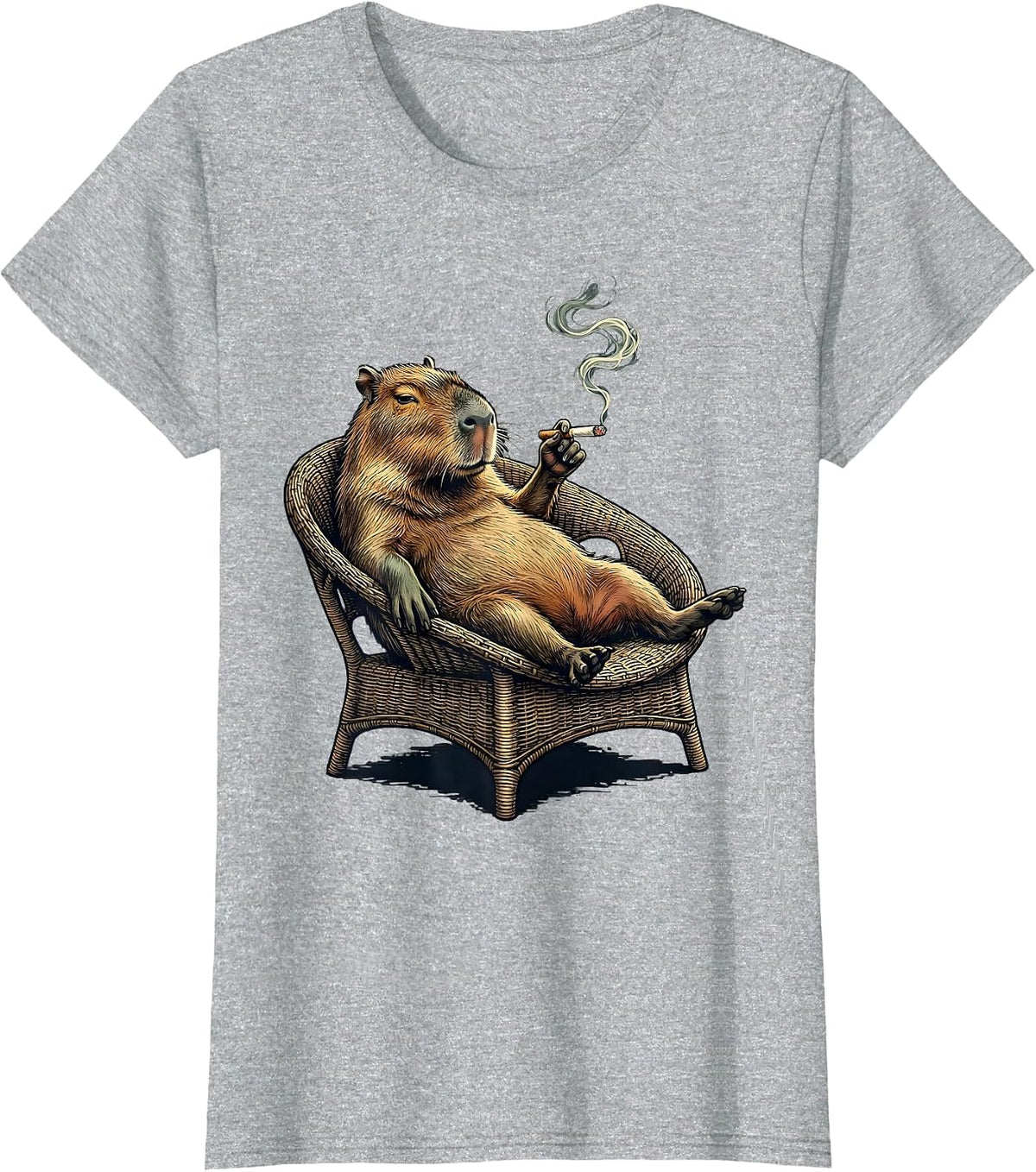 Sleepy Capybara Stoner Humor Cannabis 420 T-Shirt - Heather Grey