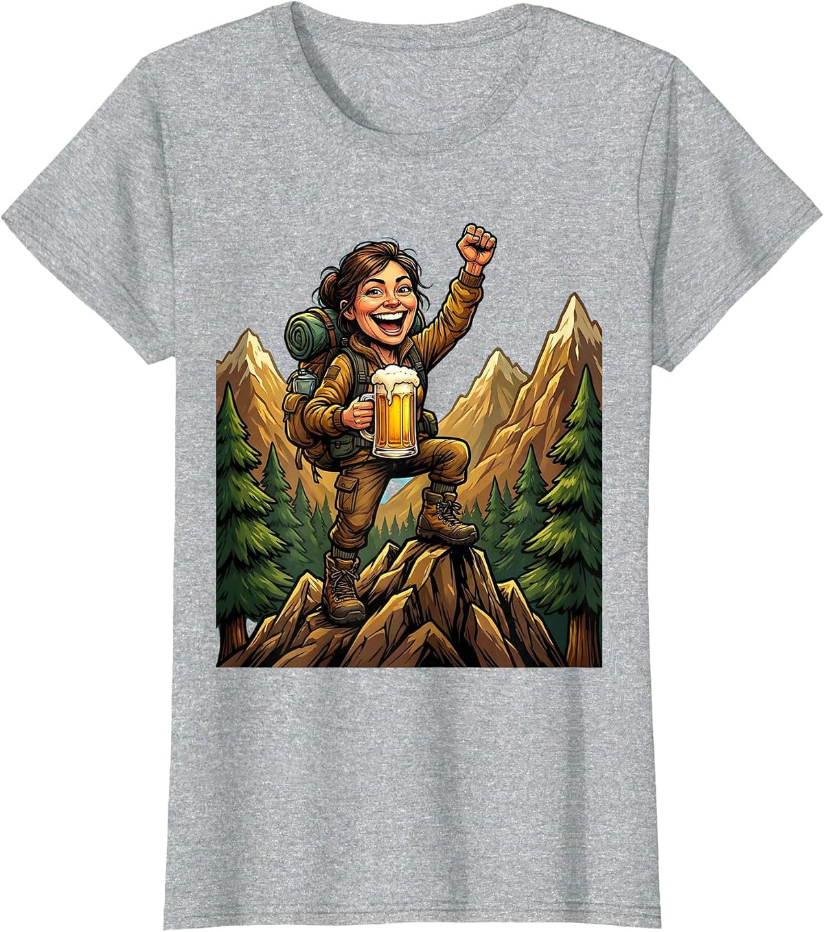 Women's Mountain Hiker Beer Summit Celebration Graphic T-Shirt - Heather Grey