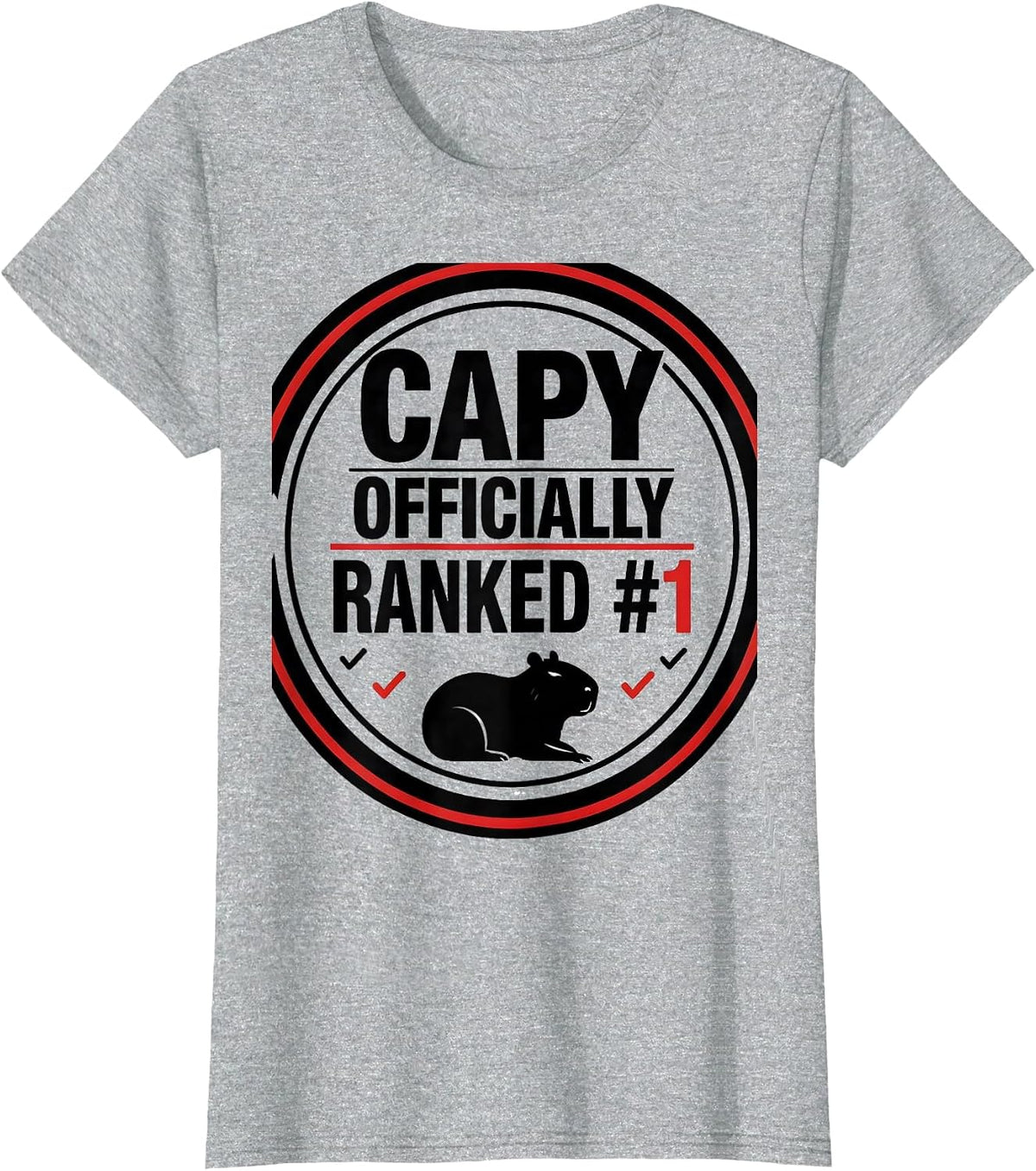 Women's Capy Officially Ranked #1 Funny Capybara Meme Animal Lover T-Shirt - Heather Grey