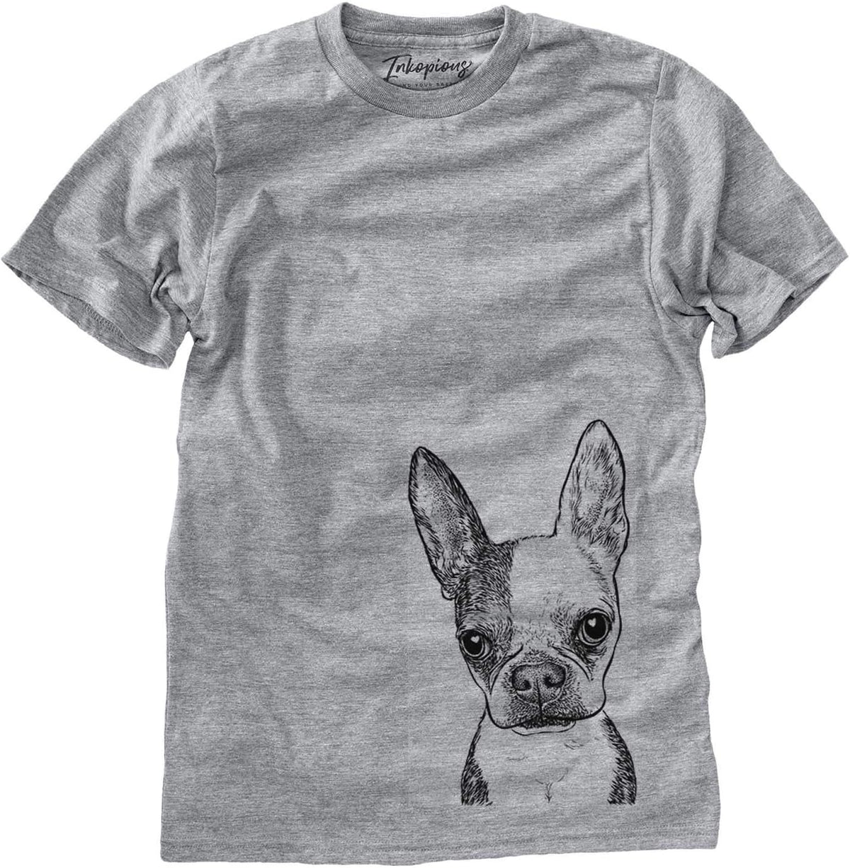 Bare Daisy the Boston Terrier Dog Triblend T-Shirt - Unisex Grey Crew Neck