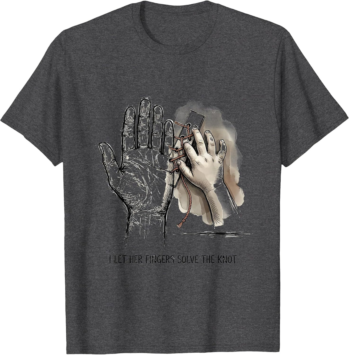 I Let Her Fingers Solve The Knot Montessori Teacher Method T-Shirt - Dark Heather Grey
