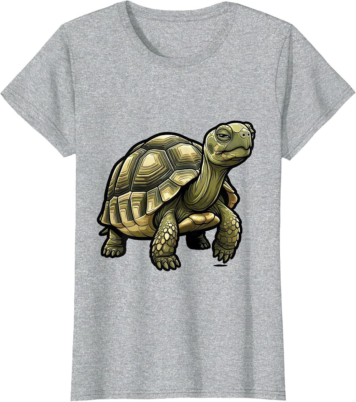 Women's Hermann's Tortoise Cartoon Turtle Lover Novelty Gift T-Shirt - Heather Grey