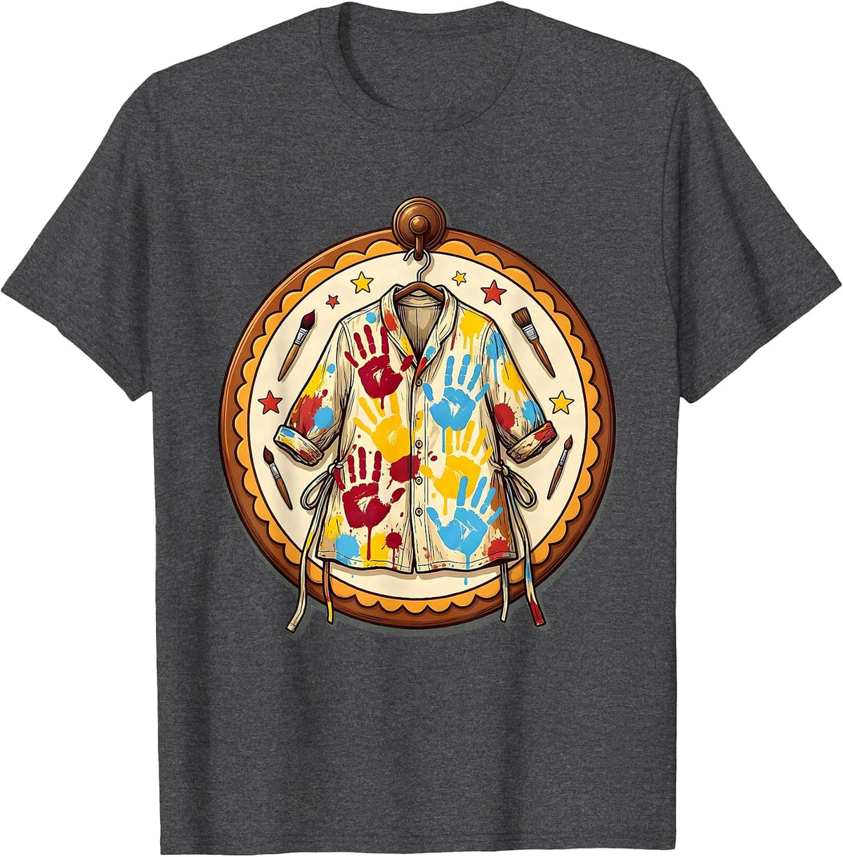 Men's Preschool Teacher Paint Smock Graphic T-Shirt - Dark Heather Grey