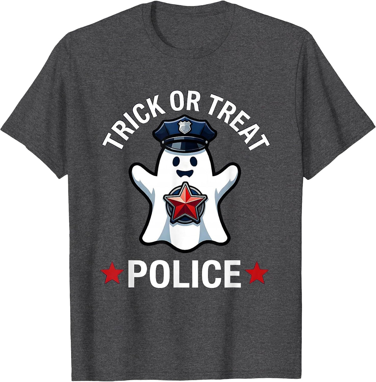 Boo Crew Police Officer Halloween Design T-Shirt - Dark Heather Grey