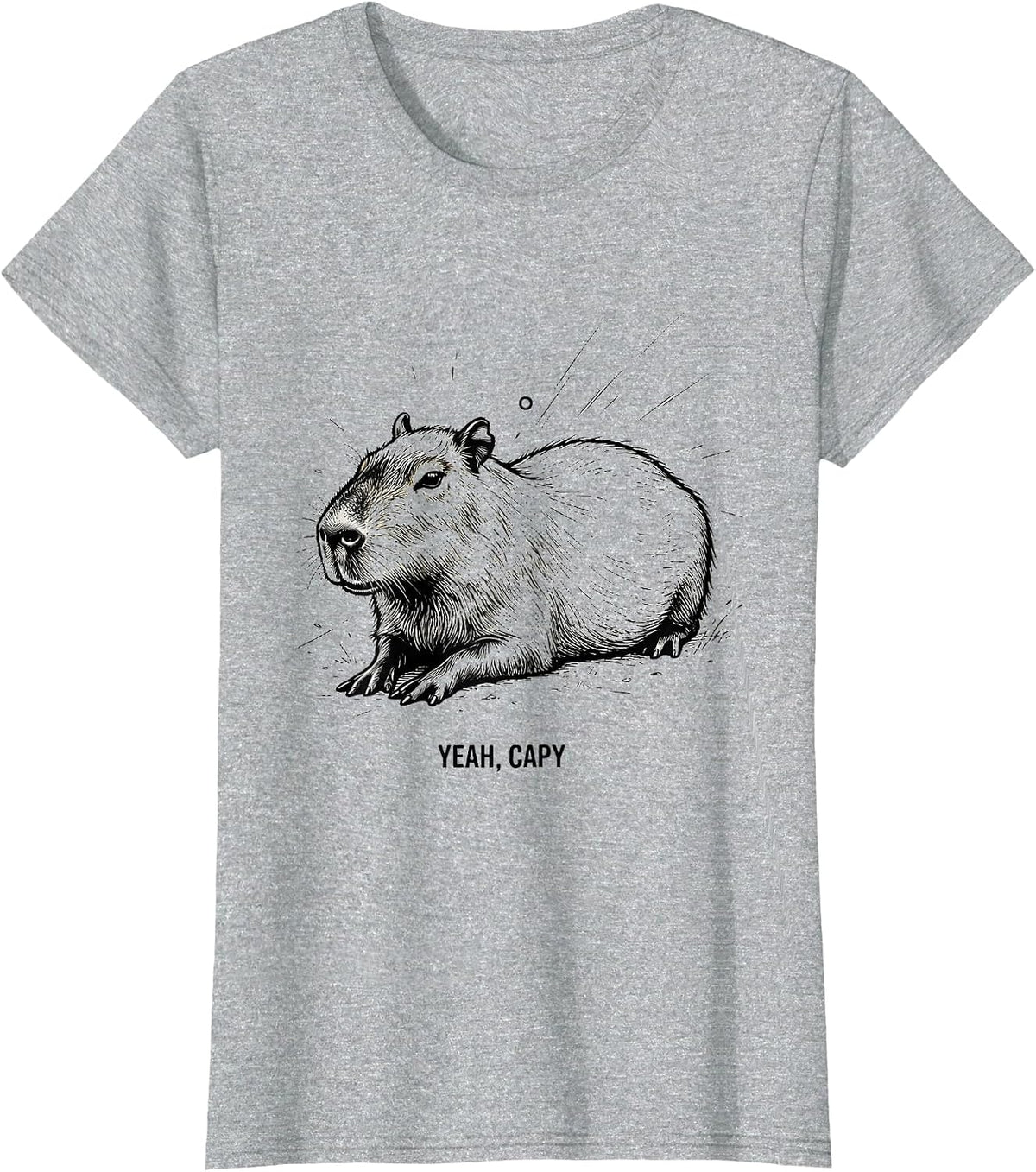 Yeah Capy Funny Capybara Animal Meme Humor T-Shirt - Heather Grey