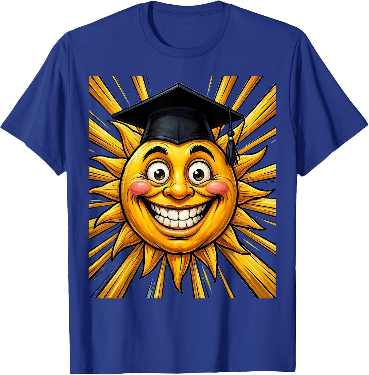 Prek Teacher Smiling Sun Graduation Cap Design T-Shirt - Royal Blue