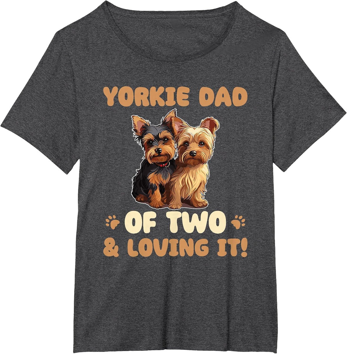 Dogs Yorkshire Terrier Yorkie Dad of Two T-Shirt - Dark Heather Grey