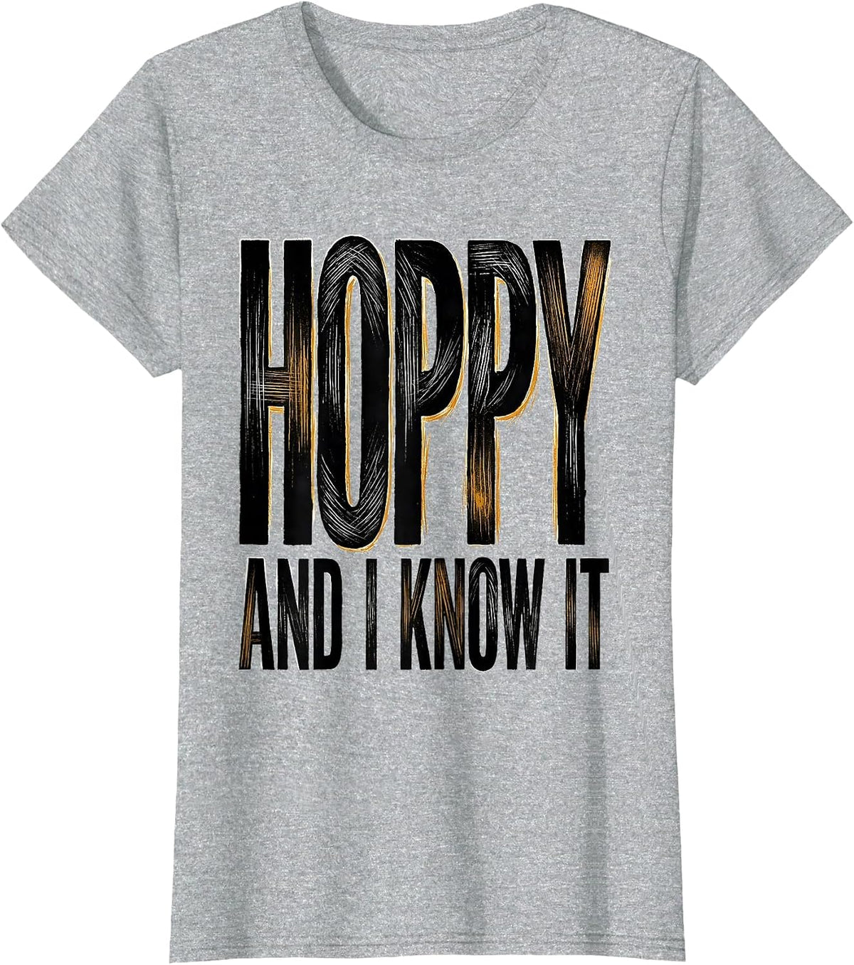 Hoppy And I Know It Funny Beer Design T-Shirt - Heather Grey