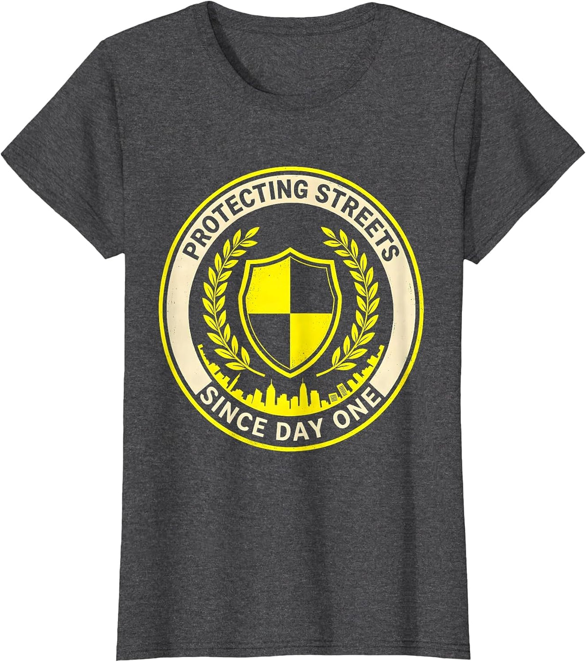 Women's Protecting Streets Since Day One Police Design T-Shirt - Dark Heather Grey