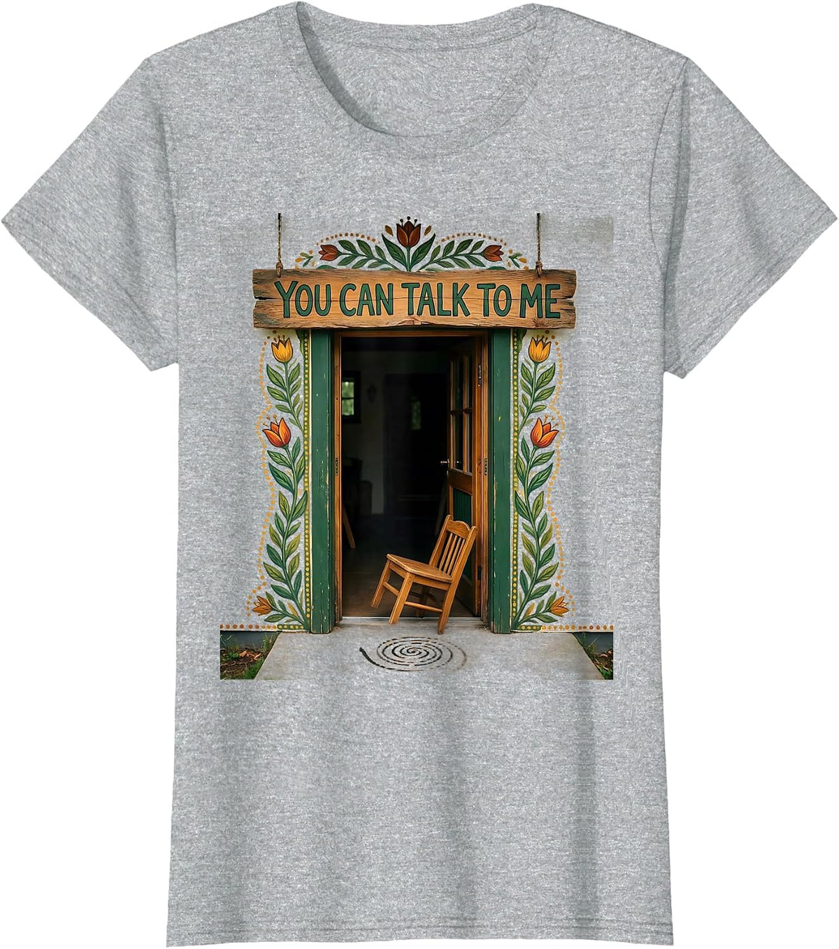 You Can Talk To Me Folk Art Mental Health Counselor T-Shirt - Heather Grey