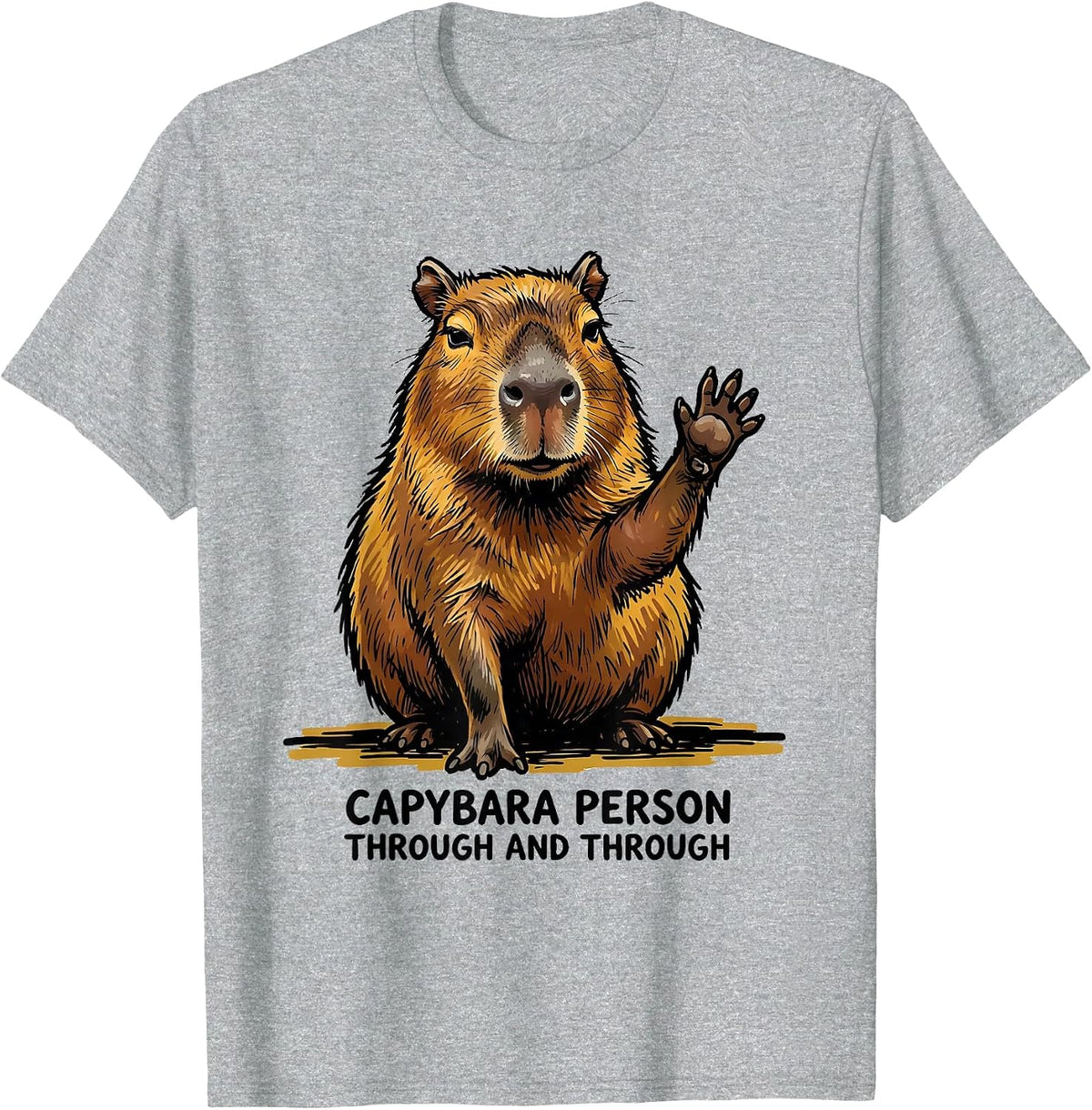Men's Capybara Person, Through And Through Funny Animal Meme Humor T-Shirt - Heather Grey