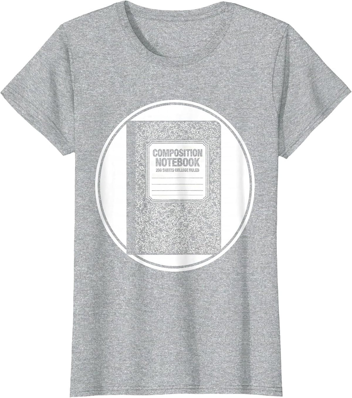 Composition Notebook 200 Sheets College Ruled Teacher T-Shirt - Heather Grey