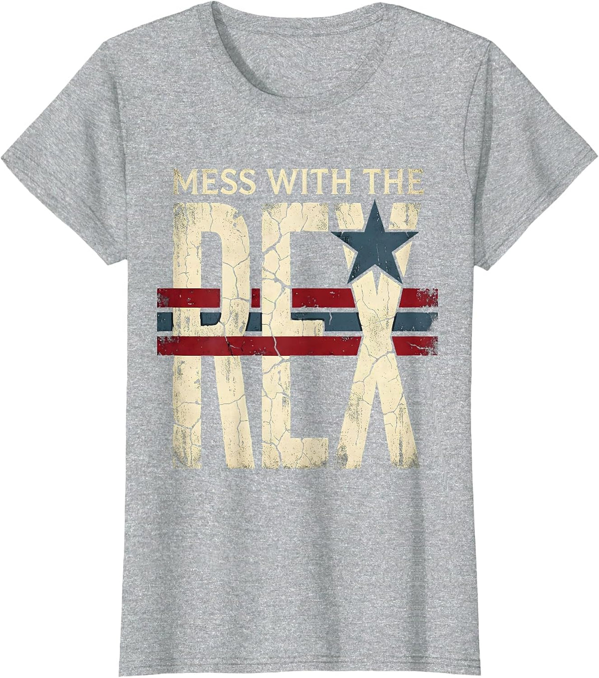 Women's Mess With The Rex Dinosaur Design T-Shirt - Heather Grey