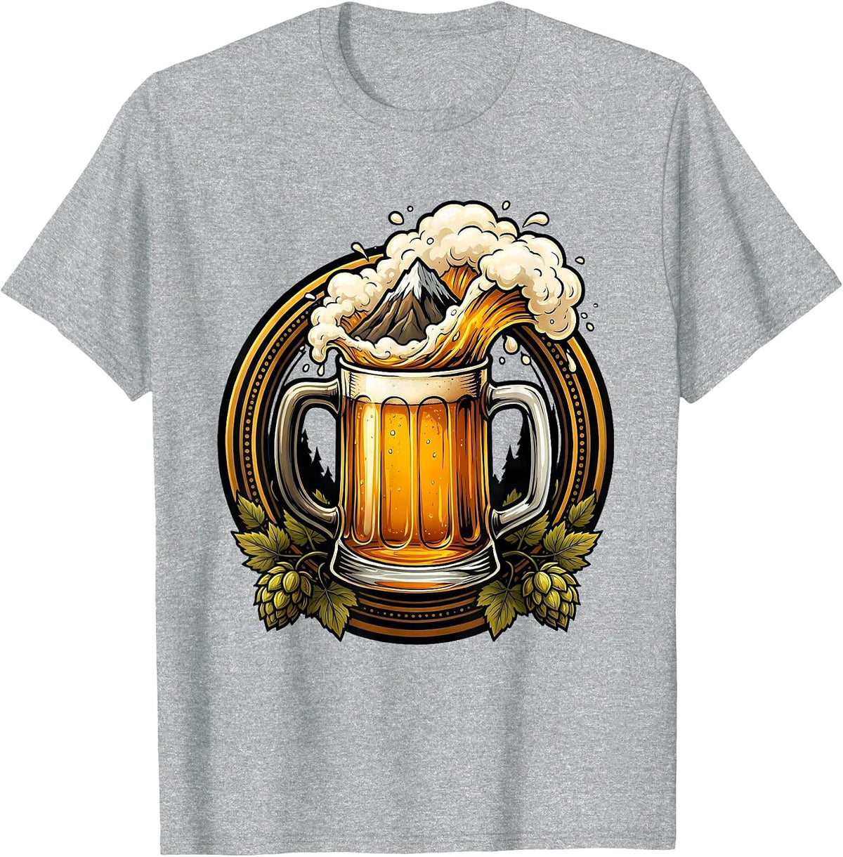 Men's Frosty Overflowing Beer Mug Graphic T-Shirt - Heather Grey