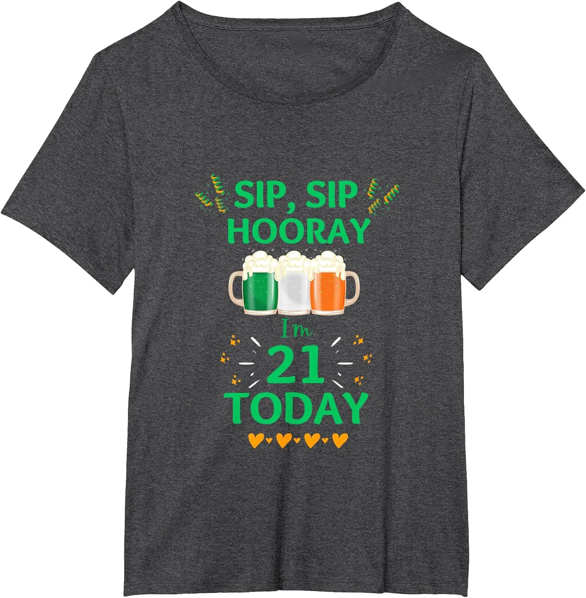 March 17th St. Patrick's Day 21st Birthday I'm 21 Irish Flag T-Shirt - Dark Heather Grey