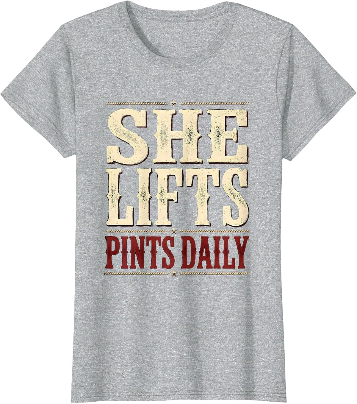 She Lifts Pints Daily Beer Lover Design T-Shirt - Heather Grey