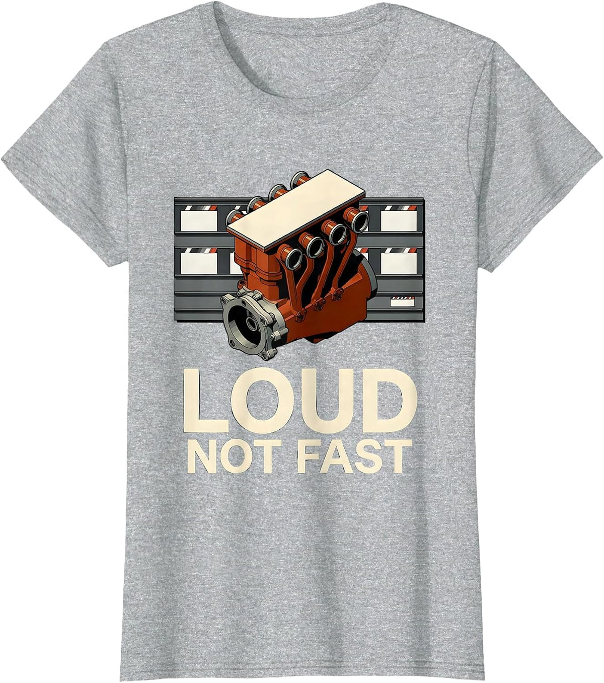 Women's Loud, Not Fast Vintage Retro Muscle Car Drag Racing T-Shirt - Heather Grey