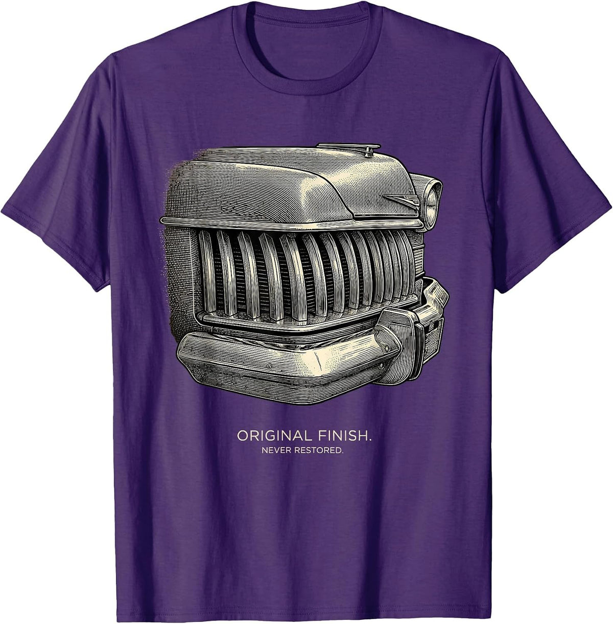 Original Finish Never Restored Classic Car Guy Humor T-Shirt - Purple