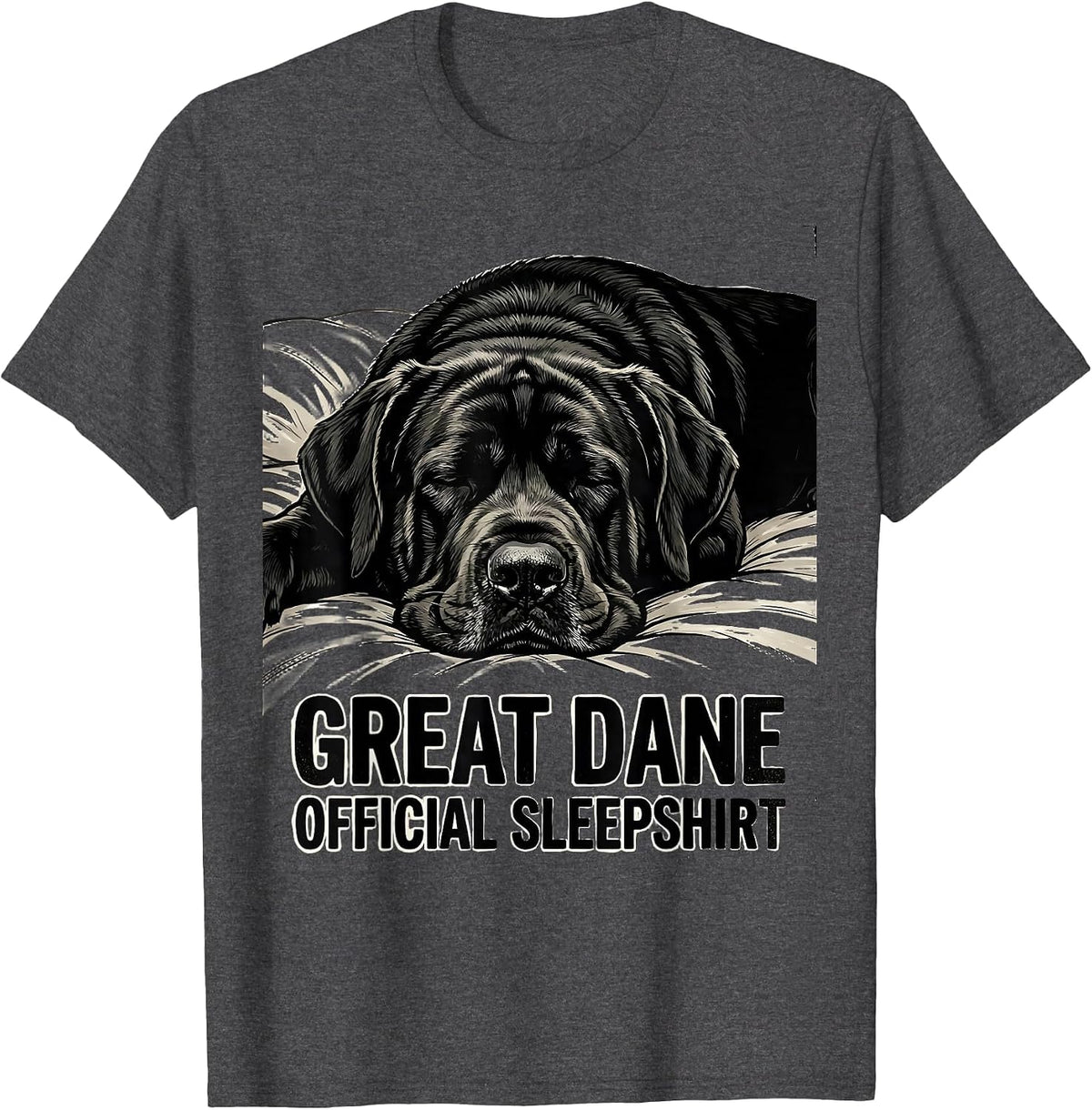 Great Dane Official Sleepshirt Funny Dog Lover Nightgown T-Shirt - Dark Heather Grey