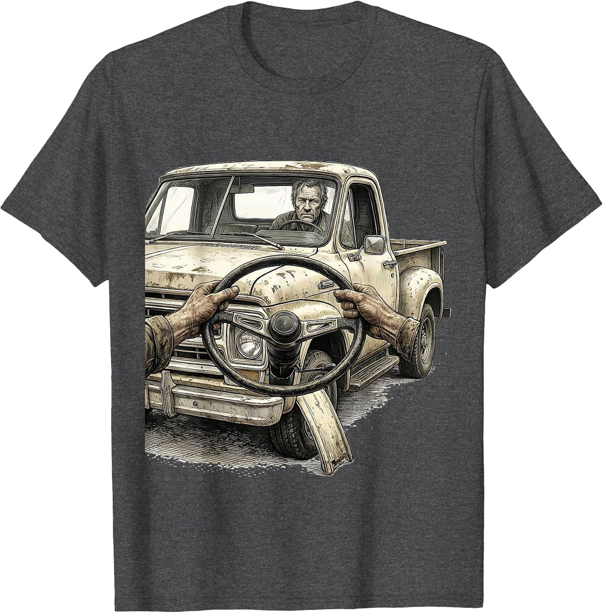 Vintage Pickup Classic Car Guy Humor T-Shirt - Dark Heather Grey