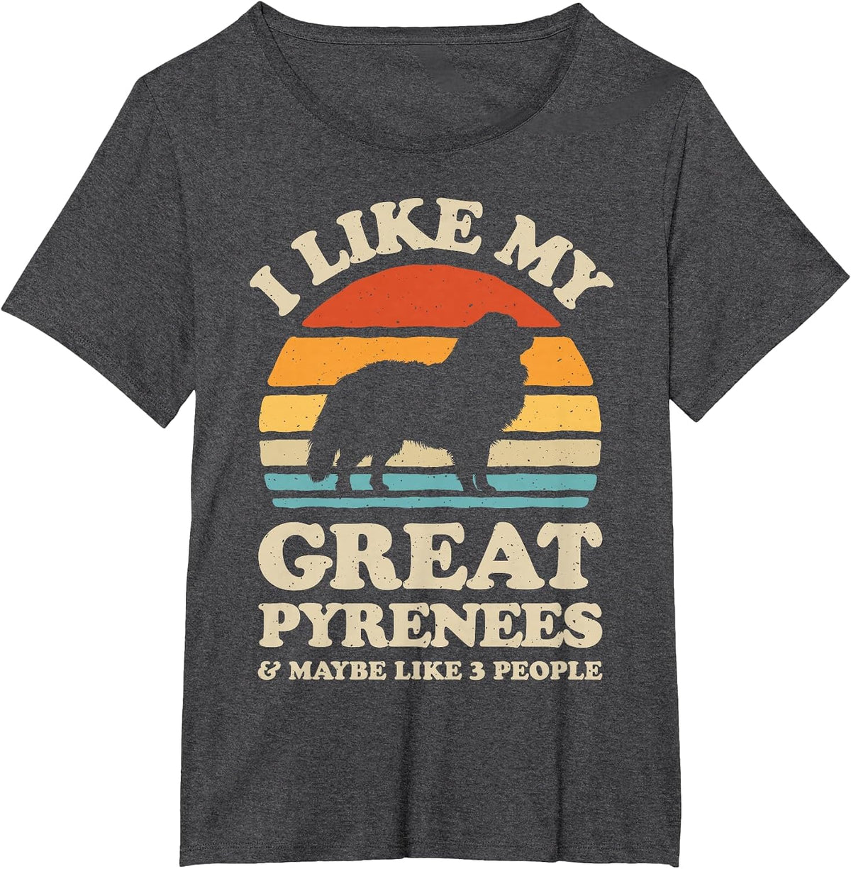 I Like My Great Pyrenees Pyrenean Mountain Dog Lover Retro T-Shirt - Dark Heather Grey