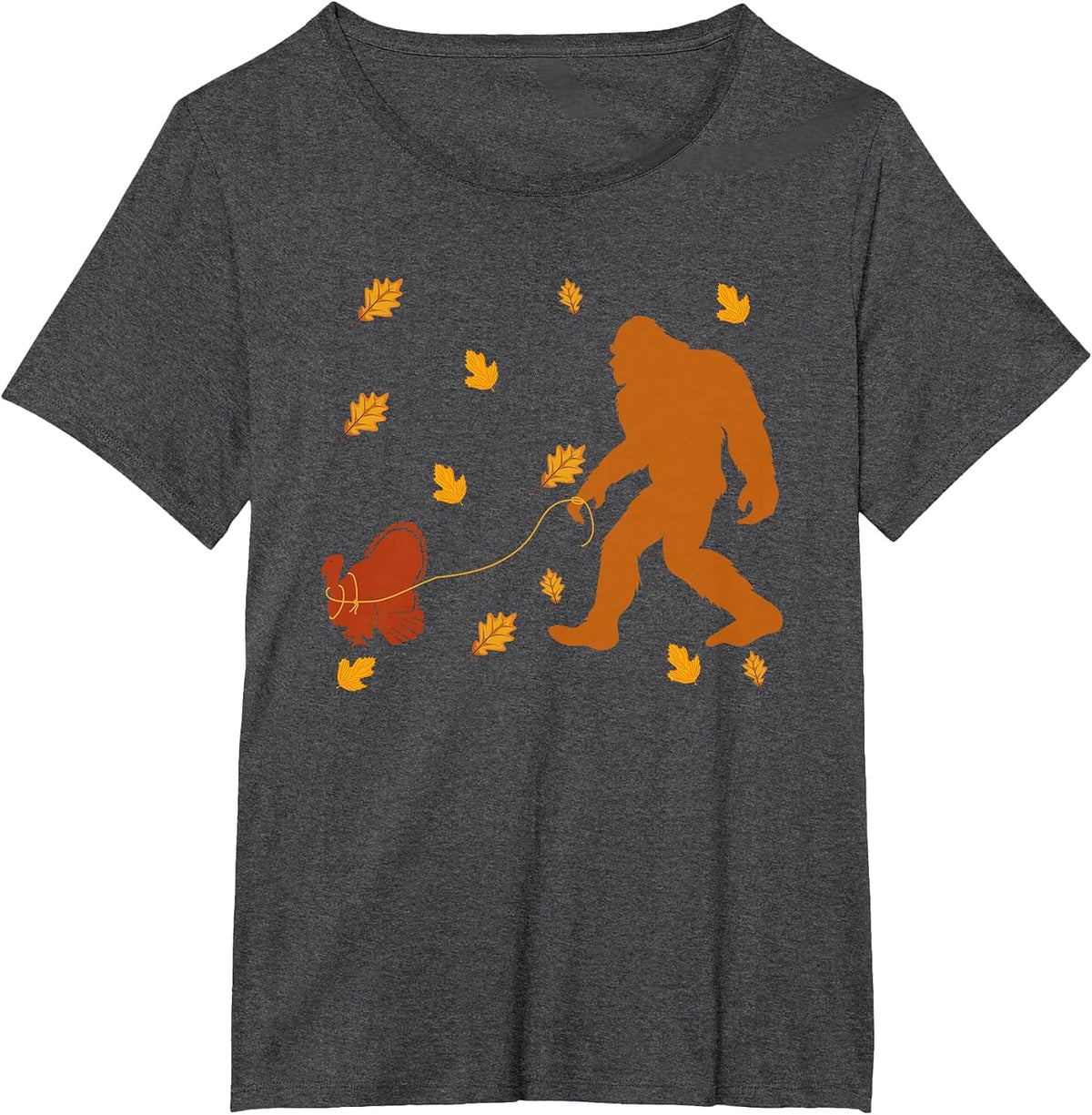 Bigfoot Sasquatch Turkey Autumn Fall Thanksgiving Day T-Shirt - Dark Heather Grey