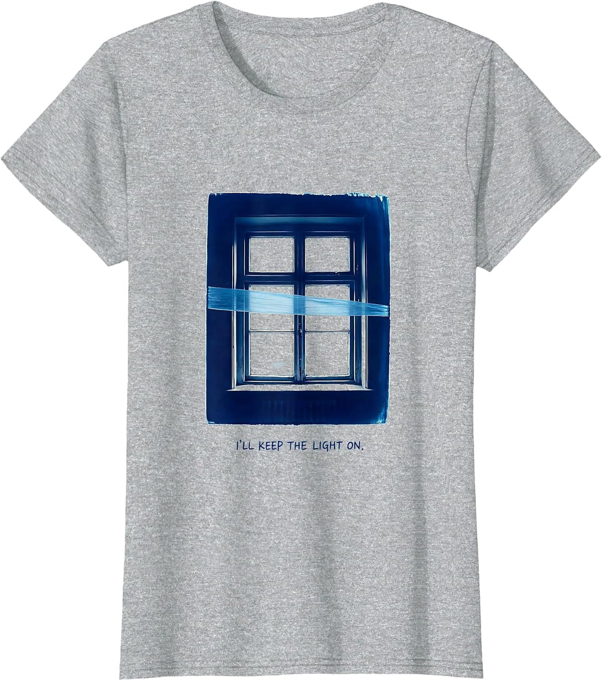 I'll Keep the Light On Thin Blue Line Police Support T-Shirt - Heather Grey