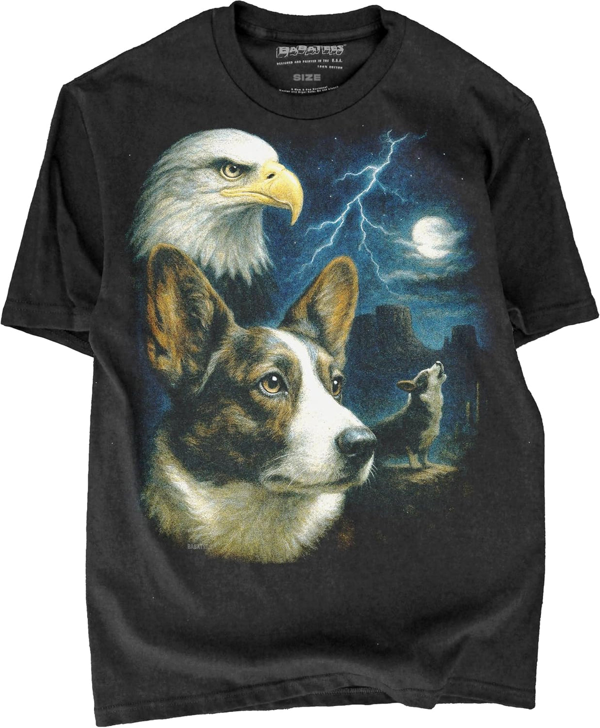 Majestic Dog Artwork Premium Black T-Shirt for Men & Women - Cardigan Welsh Corgi