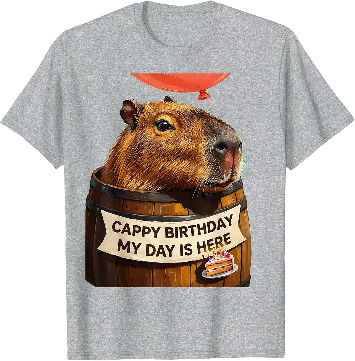 Men's Cappy Birthday My Day Is Here Kawaii Capybara Birthday Girl T-Shirt - Heather Grey
