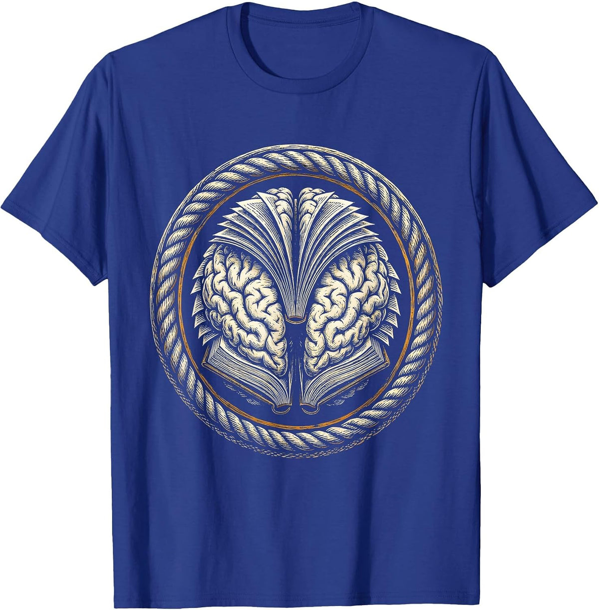 Men's English Teacher Brain Book Illustration T-Shirt - Royal Blue